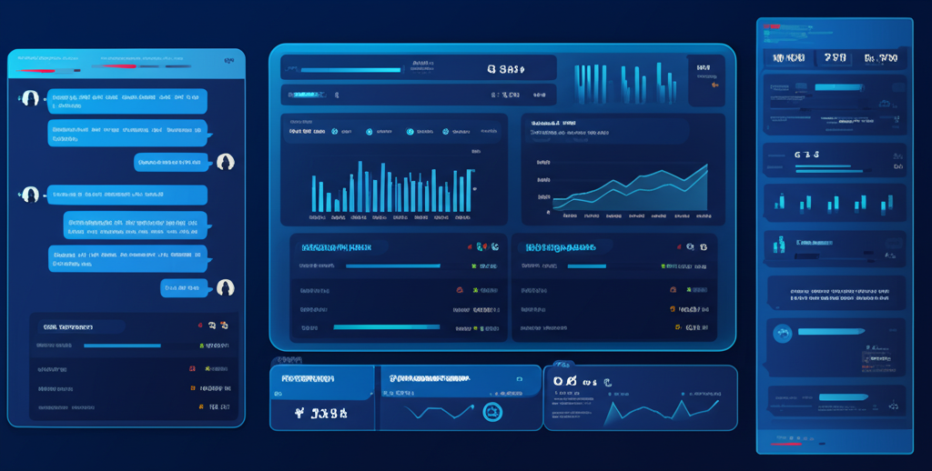 Realistic AI customer service dashboard showing conversations and performance analytics